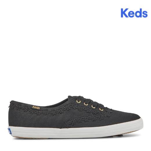 Keds Women's Champion Crochet Trim Womens Sneaker (Black) WF66668