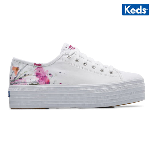 Keds Women's Triple Up Cnvs Paintrly Floral--Wpk-White/Pink