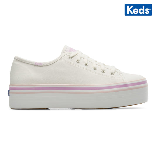 Keds Women's Triple Up Canvas Foxing Stripe--Wli-White/Lilac