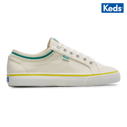 Keds Women's Jump Kick Rib Knit Collar--Ofgr-Off White/Green