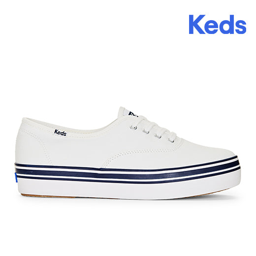 Keds Women's The Pltform Canva Stripe Foxng--Wht-White