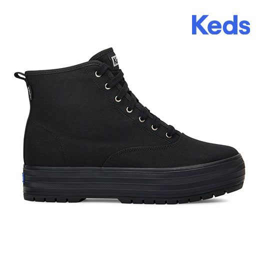 Keds Women's The Platform Mid Lug Canvas--Bbk-Black/Black