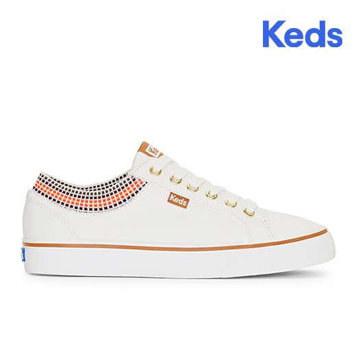 Keds Women's Jump Kick Rib Knit Cllr Square--Snw-Snow White