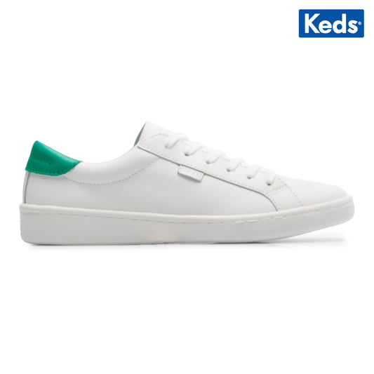 Keds Women's Ace Leather--Wgrn-White/Green