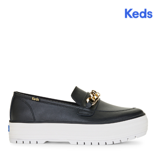 Keds Women's Tri Dckr Loafr Lg Lthr Chn Apq--Bkgd-Black/Gold