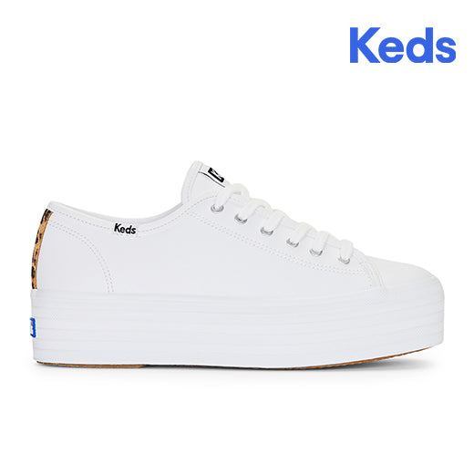 Keds Women's Triple Up Leather Leopard--Wht-White